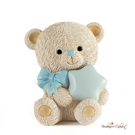 Bomboniera Salvadanaio Celeste Orsetto