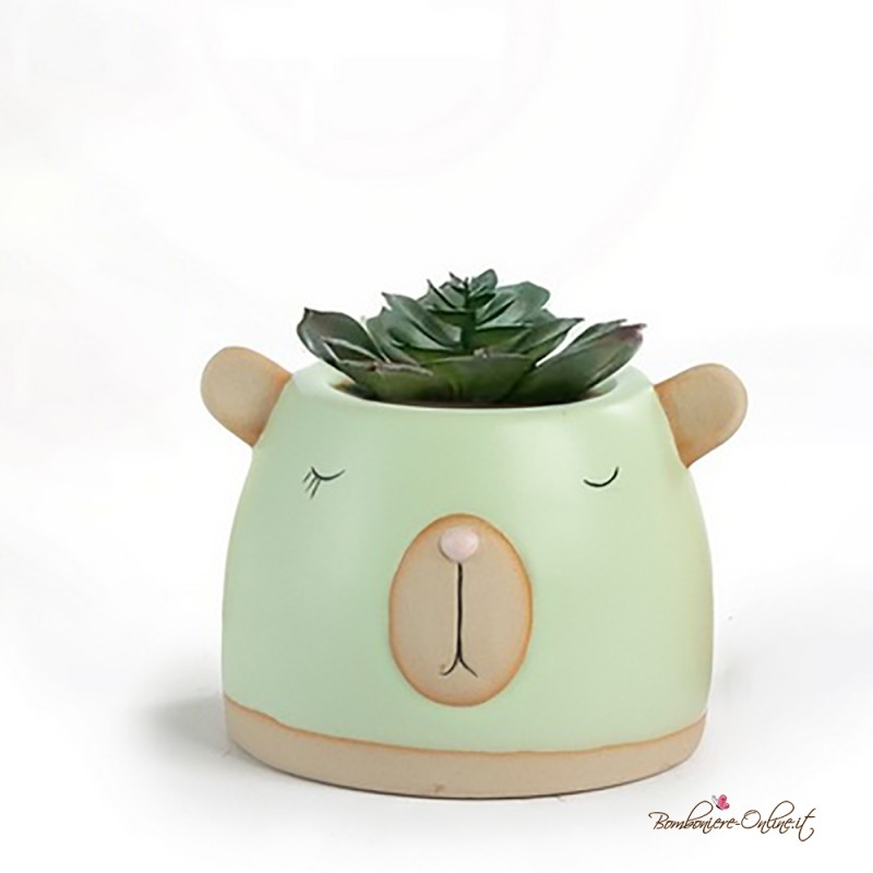 Bomboniere Vasetto con Piantina Testa Orso