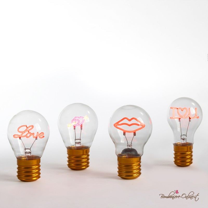 Bomboniere Lampadina Led ricarica USB Cuori con Freccia