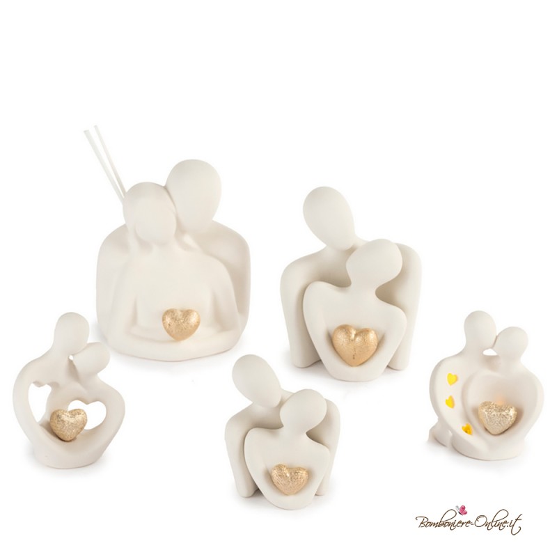 Bomboniera Innamorati con Cuore Oro