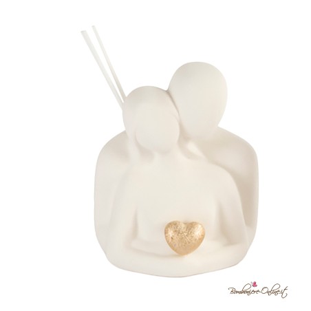 Bomboniera Profumatore Innamorati con Cuore Oro