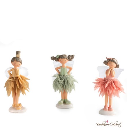 Bomboniera Fatina in piedi con Vestito in Tessuto