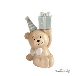 Bomboniera Orsetto Celeste in Festa Seduto