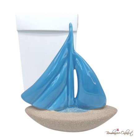 Barca a Vela in Porcellana Bicolore