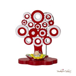 Albero della vita in legno con clip e coccinella argentata Laurea