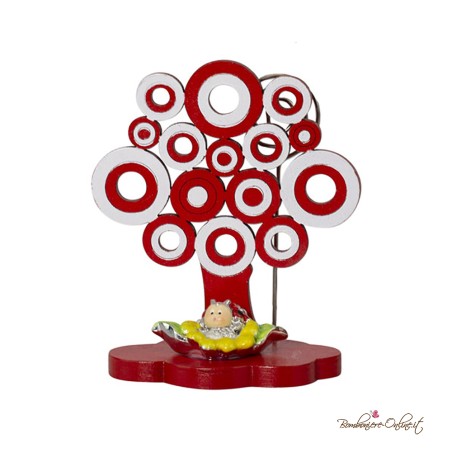 Albero della vita in legno con clip e coccinella argentata Laurea