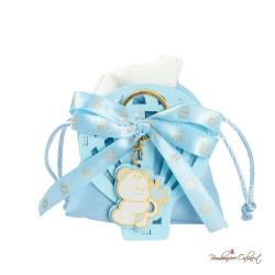 Porta Confetti Azzurro Mongolfiera con Portachiavi Orsetto