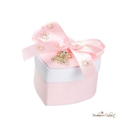 Scatolina Confetti Bimba Bicolore con Pendente Orsetto