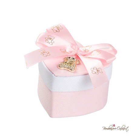 Scatolina Confetti Bimba Bicolore con Pendente Orsetto