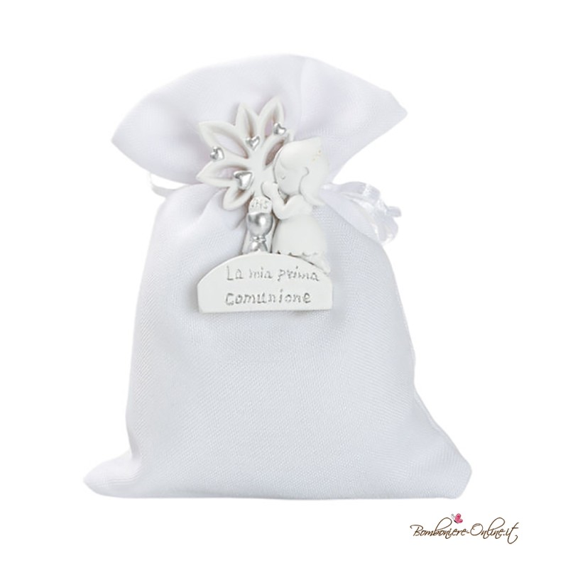 Sacchetto Porta Confetti con Magnete Bambina Prima Comunione Silver