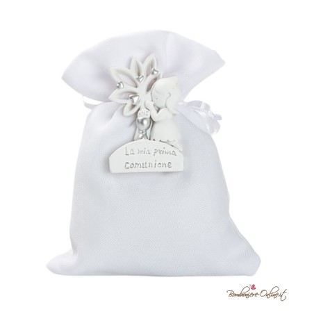 Sacchetto Porta Confetti con Magnete Bambina Prima Comunione Silver