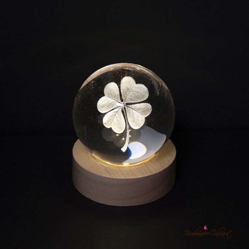 Bomboniera Lampada Sfera Quadrifoglio Portafortuna