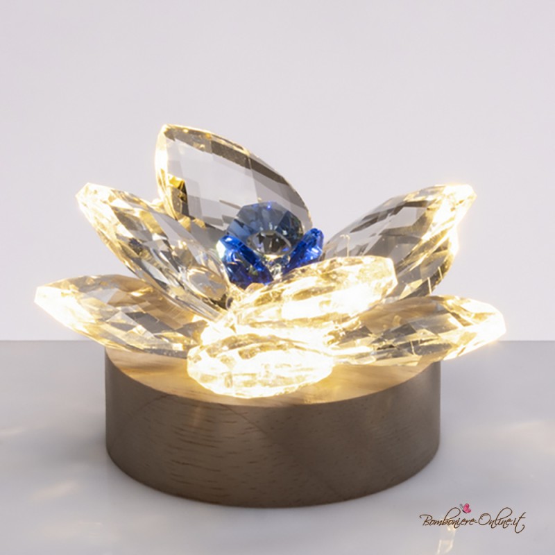 Bomboniera Lampada Fiore Luminoso Blu
