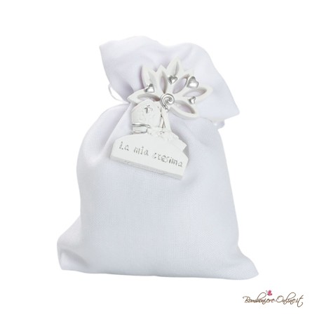 Sacchetto Porta Confetti con Magnete Santa Cresima Silver
