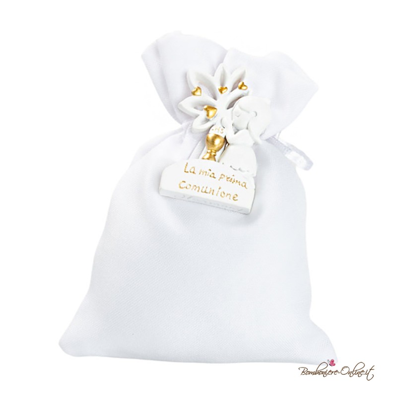 Sacchetto Porta Confetti con Magnete Bambina Prima Comunione Gold