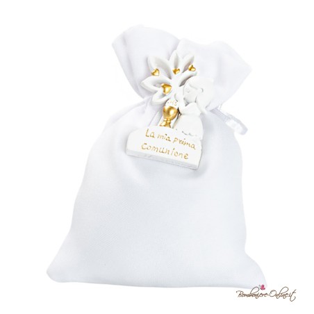 Sacchetto Porta Confetti con Magnete Bambina Prima Comunione Gold