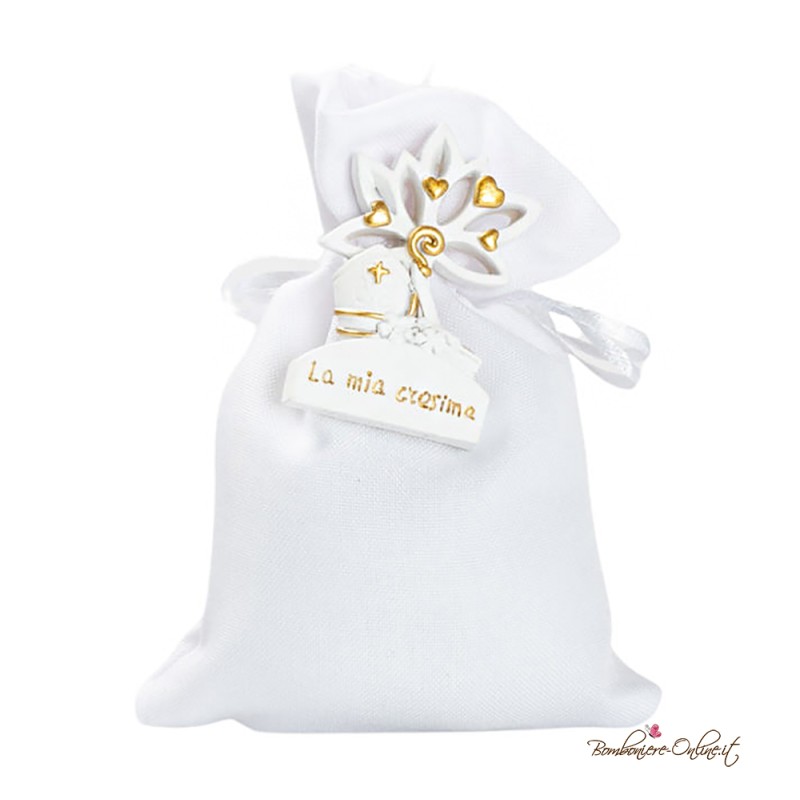 Sacchetto Porta Confetti con Magnete Santa Cresima Gold