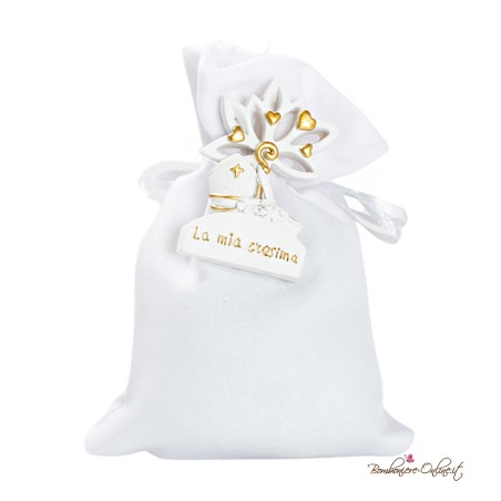 Sacchetto Porta Confetti con Magnete Santa Cresima Gold
