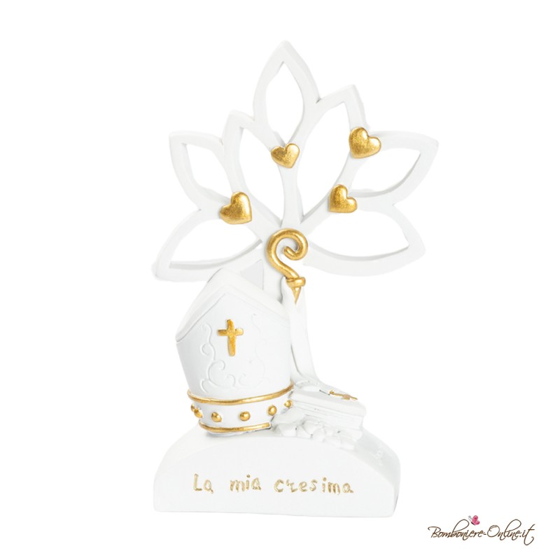 Bomboniera Albero La mia Cresima con Cuori Gold