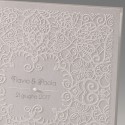 Partecipazione Matrimonio "Pizzo Deluxe" con invito incluso in set con segnaposto, menù e scatola portaconfetti