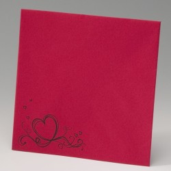 Partecipazione matrimonio elegante: "Cuore rosso su cartoncino nero"