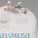 Inviti battesimo. Biglietto nascita bimbo o bimba "Bavaglino" con nastro cotone