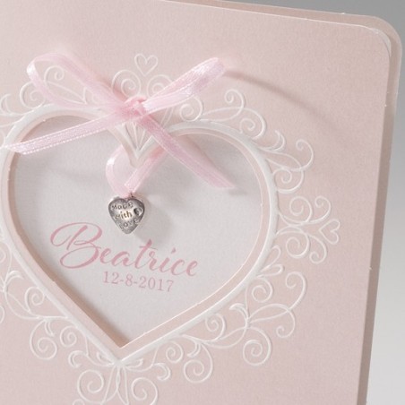 Biglietto "Cornice cuore gommata c/ciondolo rosa"