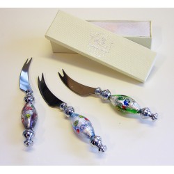 Bomboniera matrimonio coltello formaggi murano con murrine