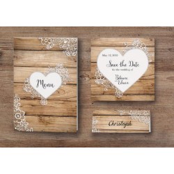 Partecipazione shabby shabby trama legno e cuore