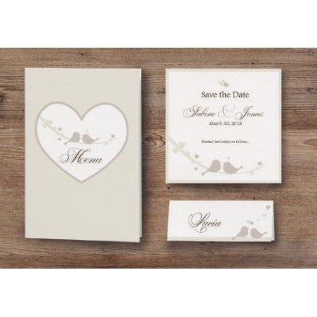 Partecipazione moderna shabby chic cuore con nastro di raso