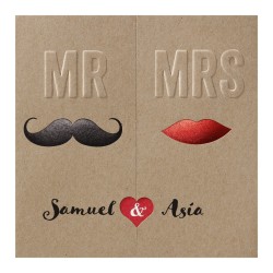 Partecipazione nozze simpatica “Mr & Mrs” avana