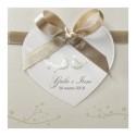 Partecipazione moderna shabby chic cuore con nastro di raso