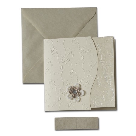 Partecipazione fiori pizzo e decori rilievo