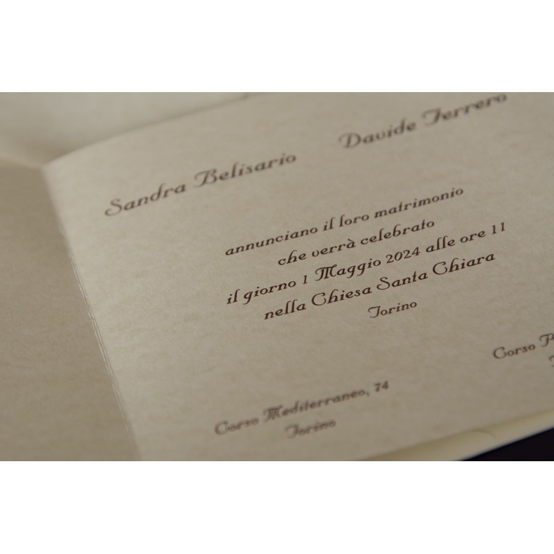 Partecipazione fiori pizzo e decori rilievo