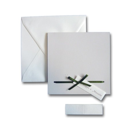 Partecipazione matrimonio con invito nastrino verde