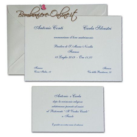Partecipazione cartoncino bianco liscio orizz