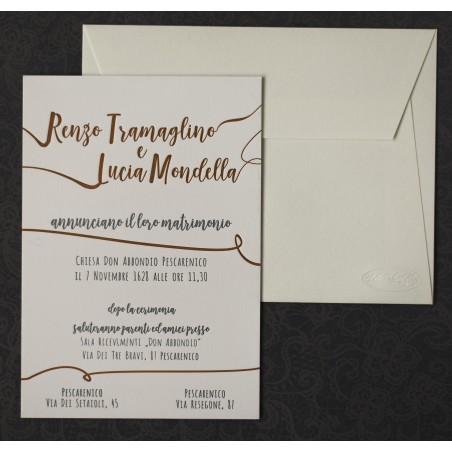 Partecipazione matrimonio carta 850 gr 2 colori