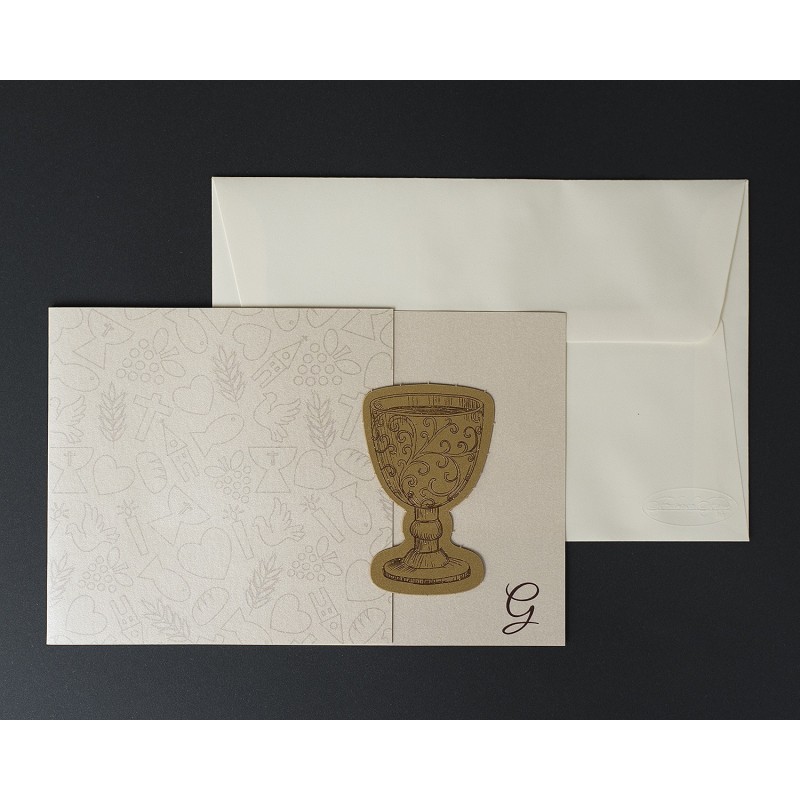 Invito Comunione Argento e Bronzo orizzontale