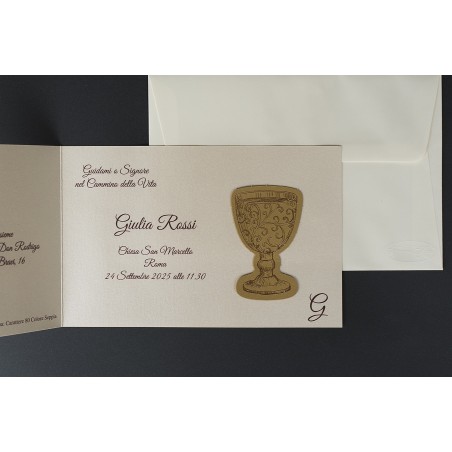 Invito Comunione Argento e Bronzo orizzontale