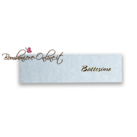 Biglietti bomboniera Battesimo azzurro scritta dorata