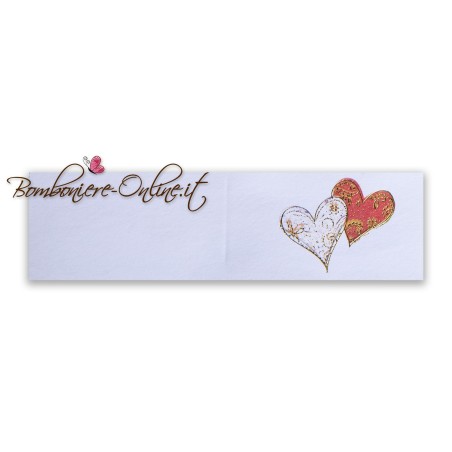Biglietti bomboniera matrimonio Cuori bianco e rosso