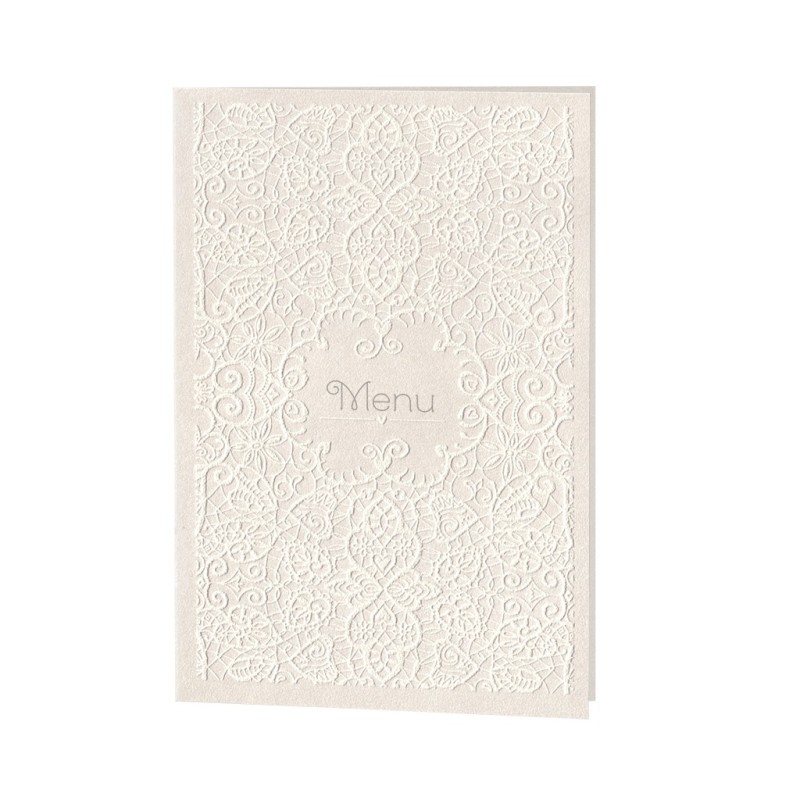 Set Partecipazione Matrimonio "Pizzo Deluxe" con menù, invito e segnaposto