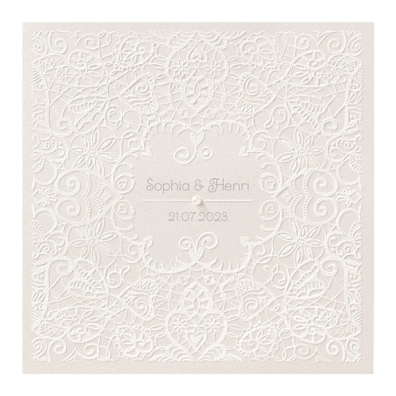 Set Partecipazione Matrimonio "Pizzo Deluxe" con menù, invito e segnaposto