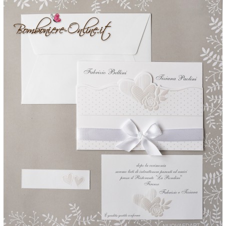 Partecipazione matrimonio pois cuori e rosa