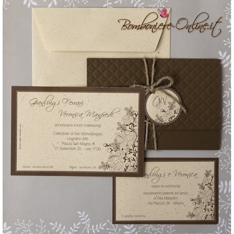 Partecipazione Matrimonio Elegante Color Cioccolato C2m